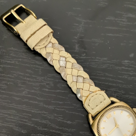 Gold Tone Watch with Two Toned Leather Band - Picture 5 of 6